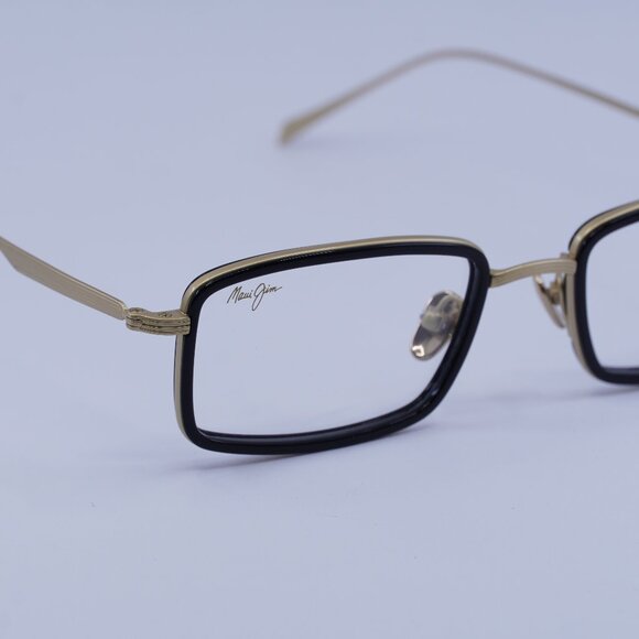 Maui Jim MJO2421 16B Eyeglasses Black/Gold 49mm Rectangle Frame - Picture 2 of 10